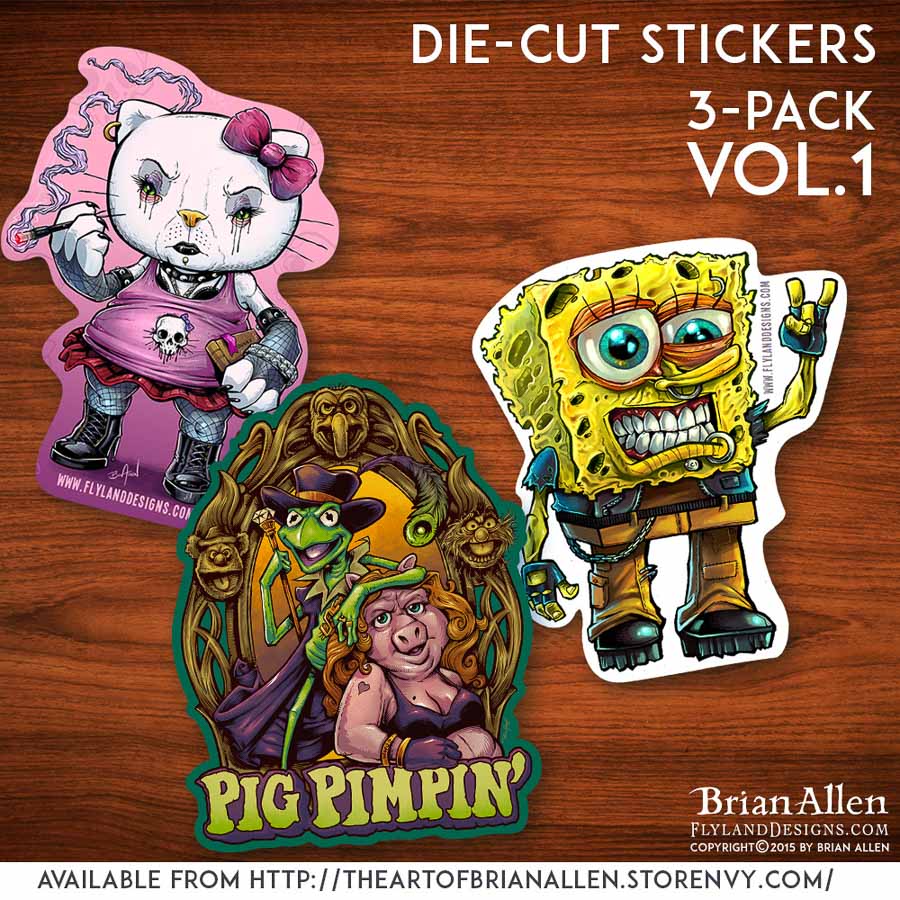 Die-cut stickers with unique original artwork illustrations