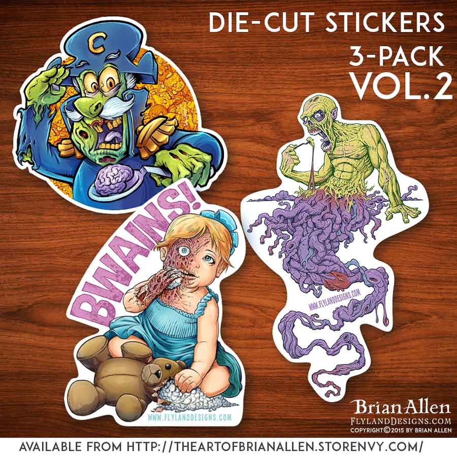 Die-cut stickers with unique original artwork illustrations