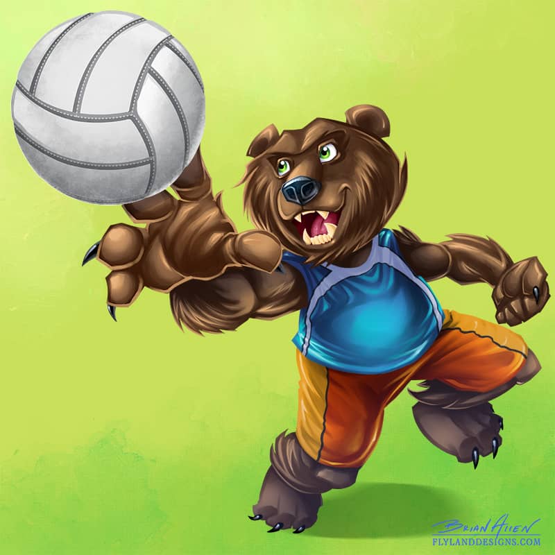 Bear Volleyball Player Mascot