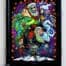 Artwork of Jack Skellington, Lock, Stock, and Barrel, Santa Claus, and Oogey Boogey form Nightmare Before Christmas drawn for a Translite to be put inside a lit up LED frame
