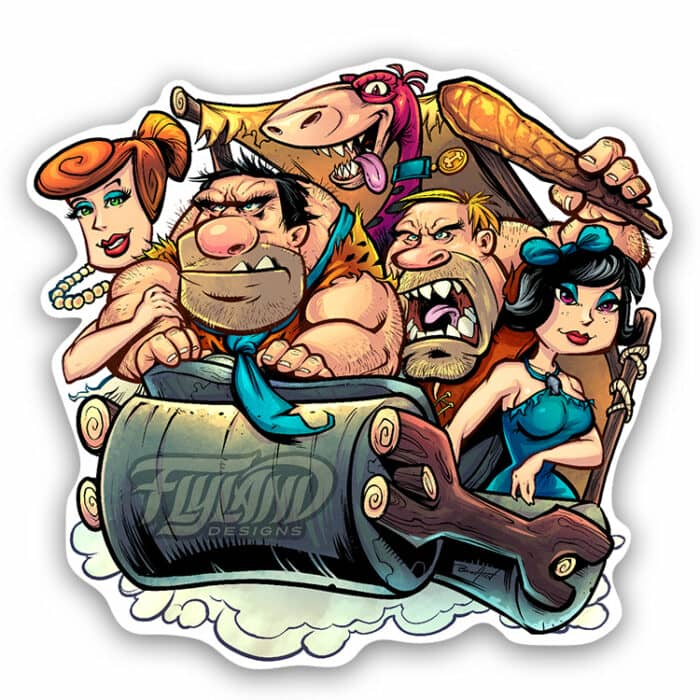 Flintstones Parody Vinyl Sticker