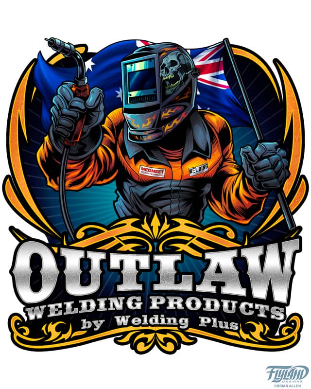 A logo design for Welding Plus featuring a welder holding a British flag.