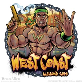 A muscular thug throws up West C