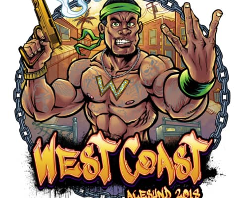 A muscular thug throws up West C