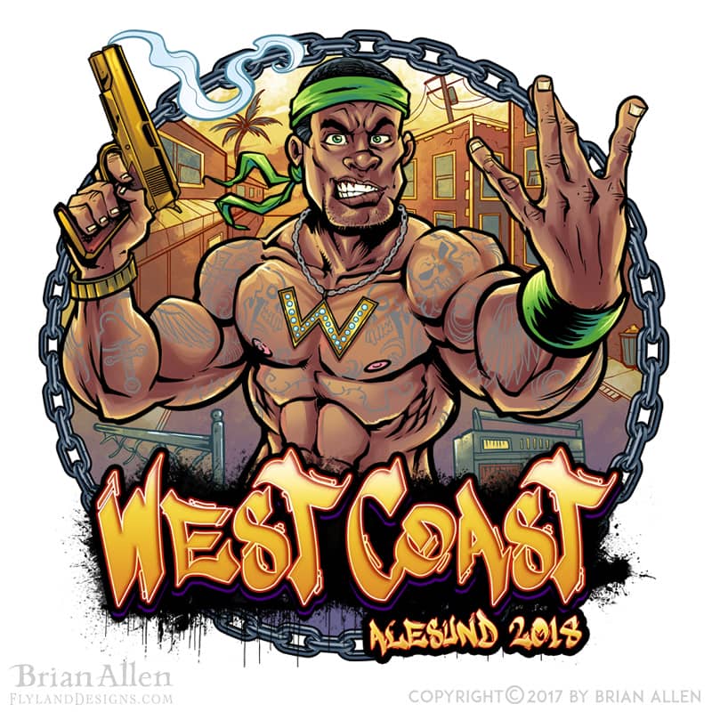 A muscular thug throws up West C