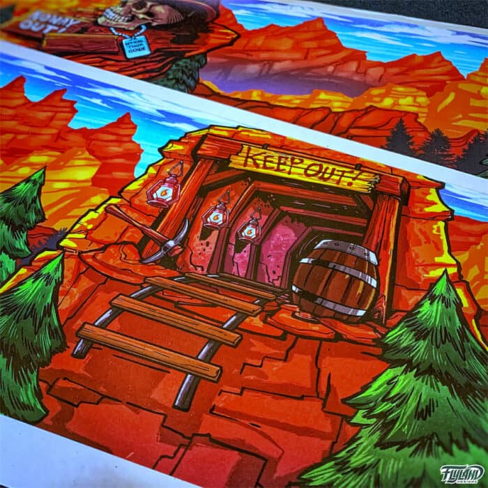 Alternate Side Blade pinball artwork of Williams Whitewater pinball machine featruing a sasquatch by Brian Allen