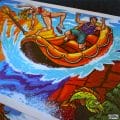 Alternate Side Blade pinball artwork of Williams Whitewater pinball machine featruing a sasquatch by Brian Allen