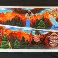 Alternate Side Blade pinball artwork of Williams Whitewater pinball machine featruing a sasquatch by Brian Allen