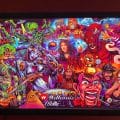 Williams Pinball Mashup Volume 1 Art Print created by Brian Allen. Featuring hand-drawn characters from 14 different classic Williams Pinball games, including Firepower, Black Rose, Road Show, Cyclone, Pharaoh, Dr. Dude, Earthshaker, Swords of Fury, Algar, Laser Cue, Time Fantasy, Barracora, Flash, and Sorcerer.