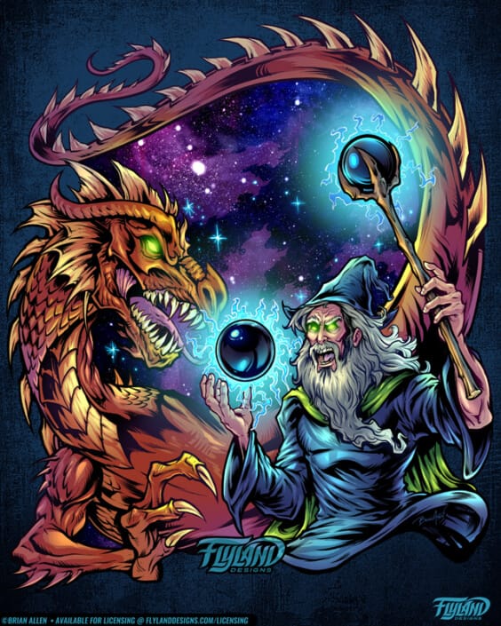 Wizard Fighting a Dragon