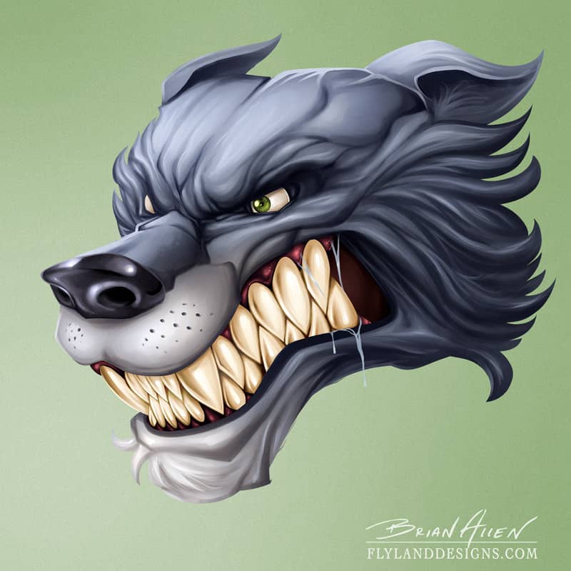 Wolf Mascot Head Digital Painting