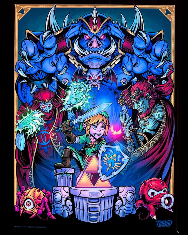 My Custom Illustration of  Zelda and some of  characters  from the Retro Video Game  look great all lit up in the new  LED Voodoo Frames