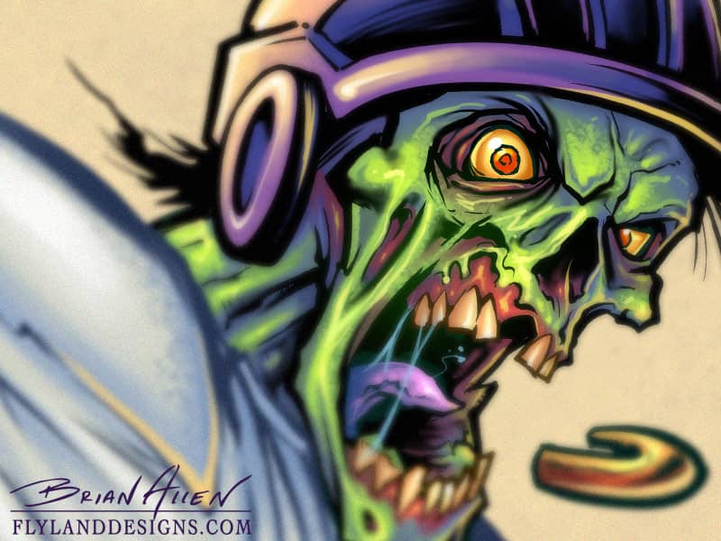 Zombie mascot character design of a hockey player