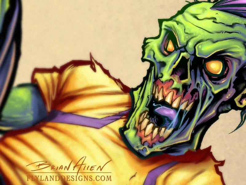 Zombie mascot character design of a soccer player.