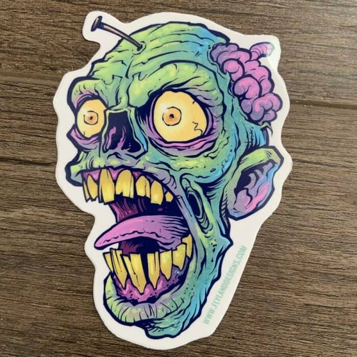 Screaming Zombie Head Vinyl Sticker - Image 2