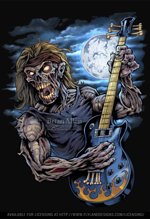 Illustration of a zombie rocker