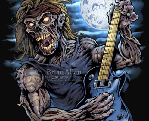 Illustration of a zombie rocker 