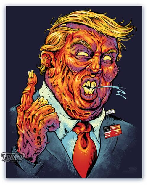 An illustration of former President Trump as a zombie.