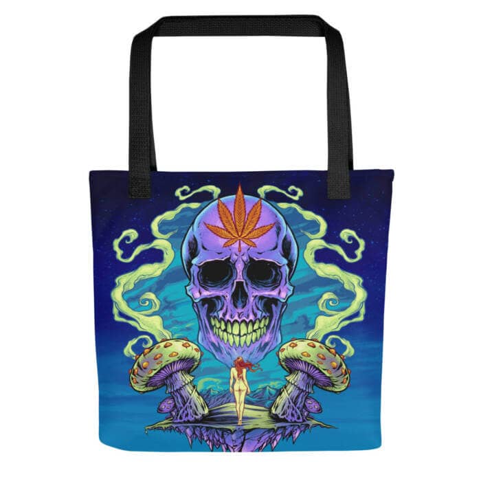 Purple Cannabis Skull Tote bag