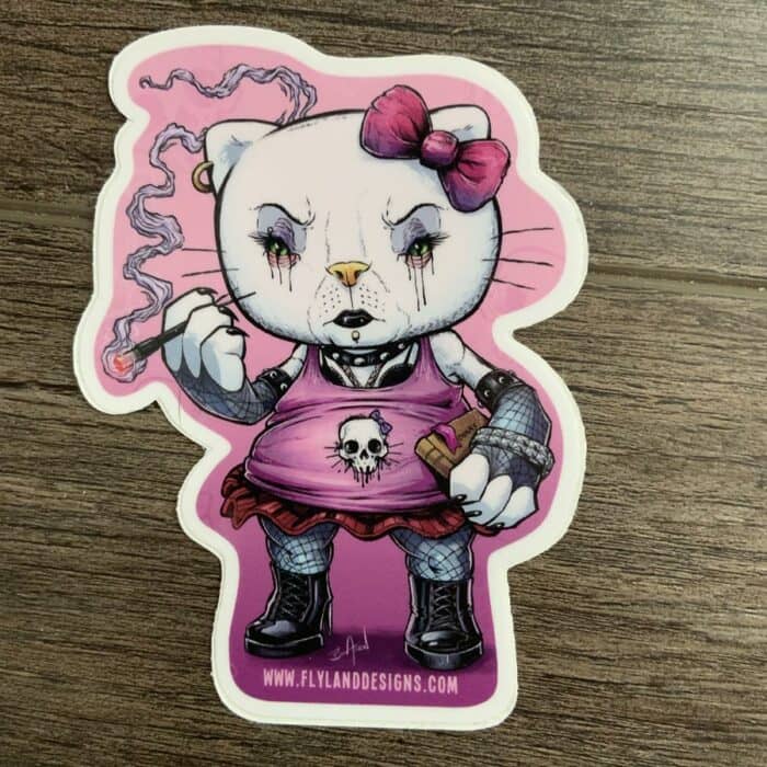 Goth Hello Kitty Vinyl Sticker - Image 2