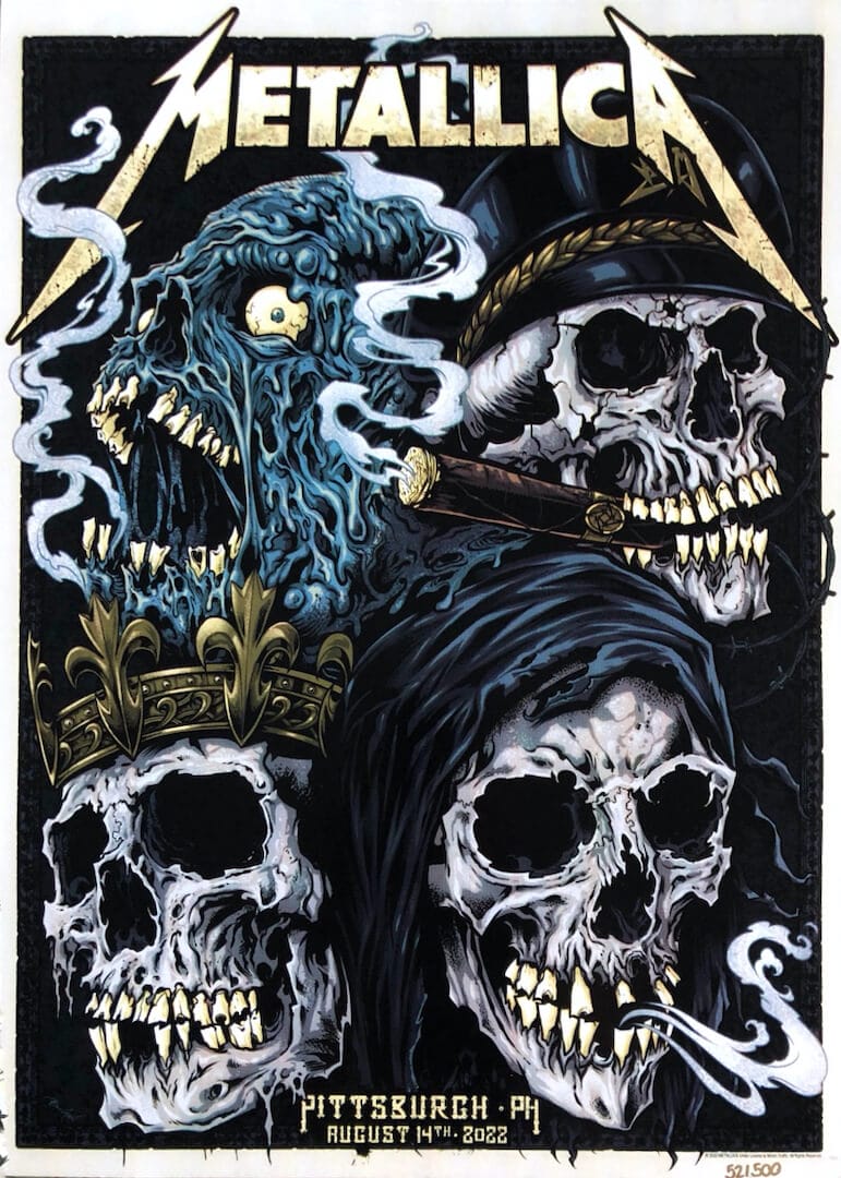 Metallica Pittsburgh 2022 Gig Poster signed Artist Proof - Flyland