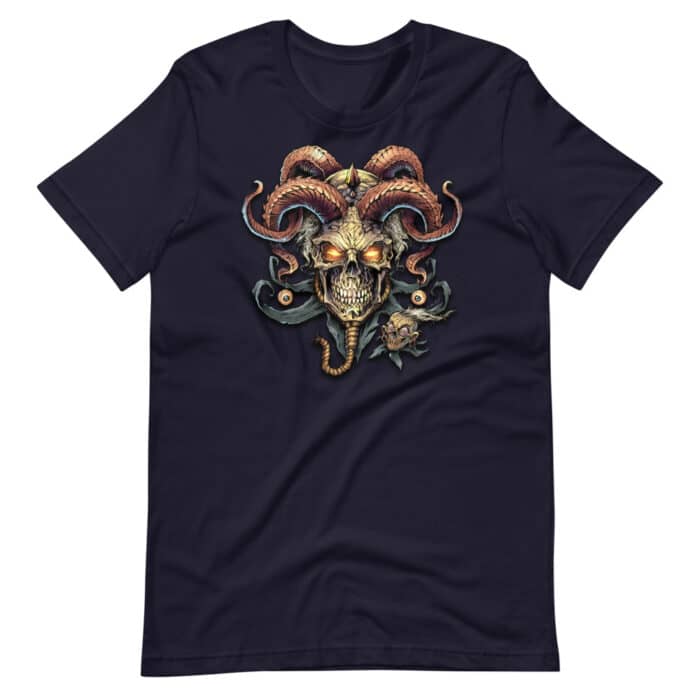 Jester Skull with Horns - Short-Sleeve Unisex T-Shirt - Image 6