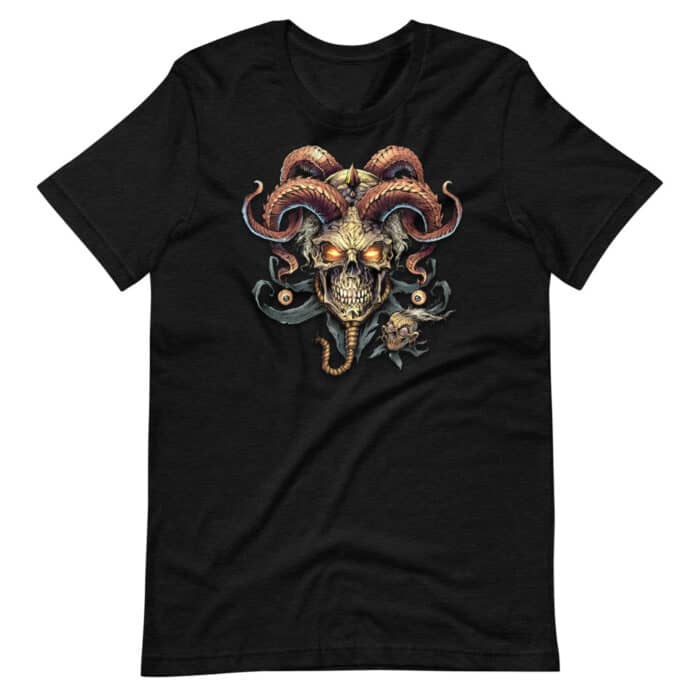 Jester Skull with Horns - Short-Sleeve Unisex T-Shirt - Image 4