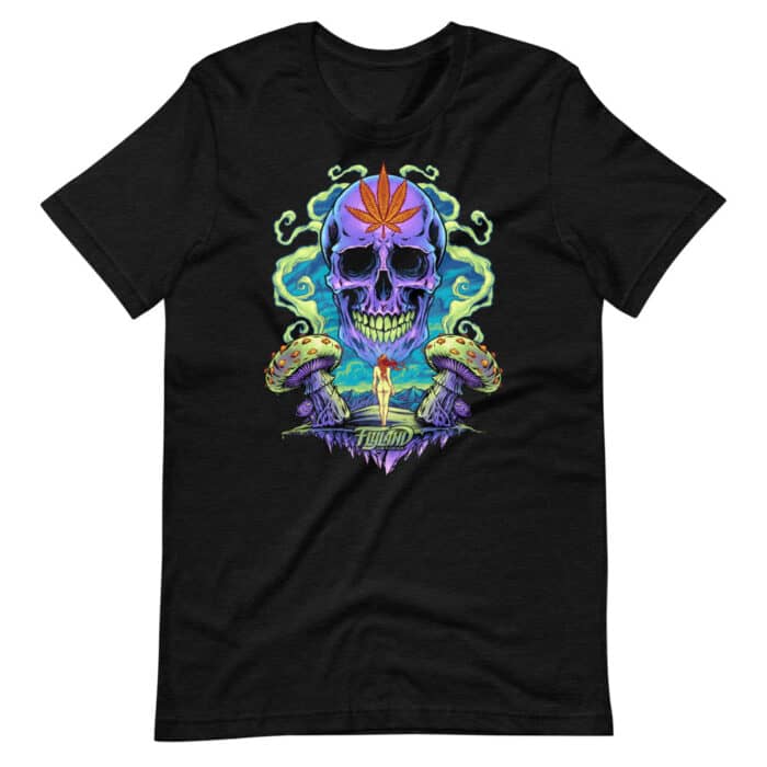 Purple Cannabis Skull with Mushrooms - Short-Sleeve Unisex T-Shirt