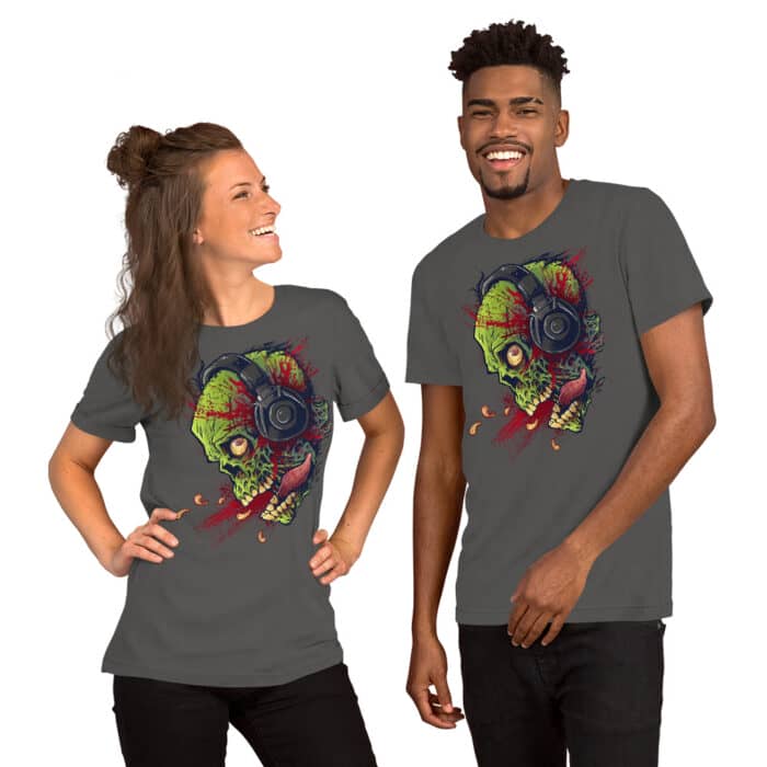 Zombie with Headphones - Short-Sleeve Unisex T-Shirt - Image 2