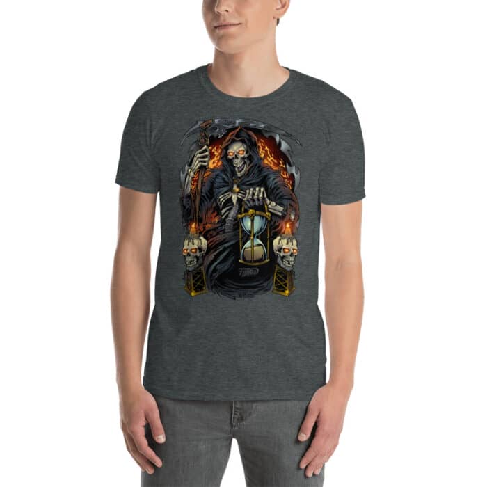 Grim Reaper on Hour Glass Short-Sleeve Unisex T-Shirt - Image 2