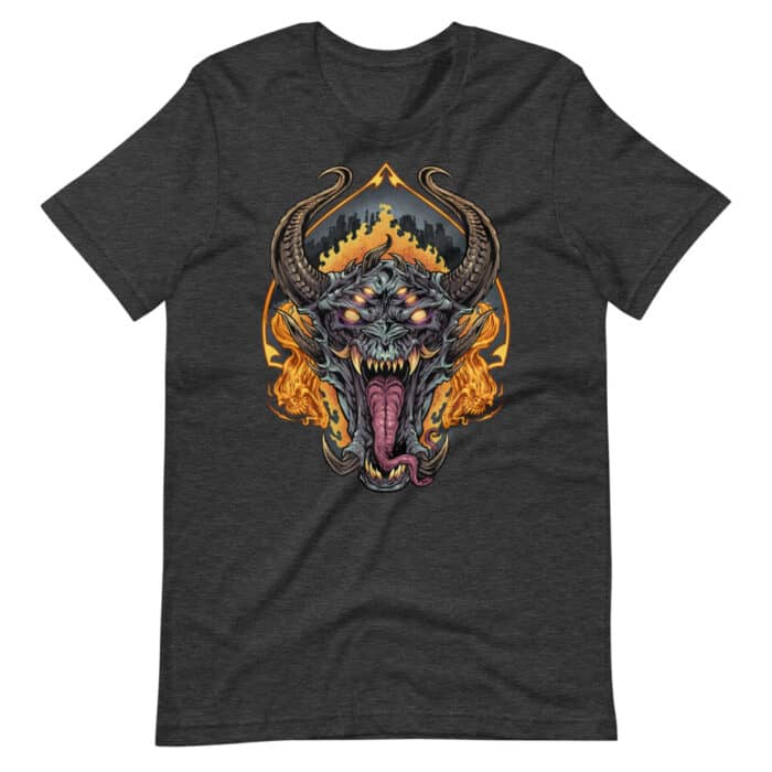 Demon Face and Fire Skull - Short-Sleeve Unisex T-Shirt - Image 7