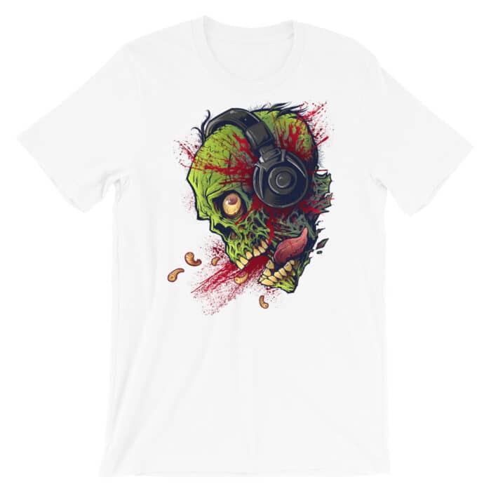 Zombie with Headphones - Short-Sleeve Unisex T-Shirt - Image 3