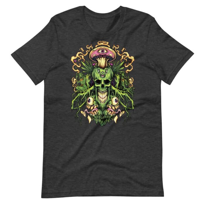 Marijuana Skull with Mushrooms - Short-Sleeve Unisex T-Shirt