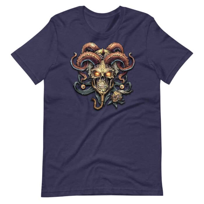 Jester Skull with Horns - Short-Sleeve Unisex T-Shirt - Image 5