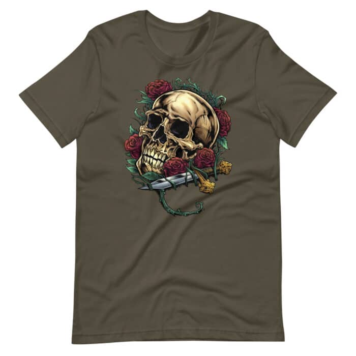 Skull, roses and Dagger - Short-Sleeve Unisex T-Shirt - Image 4