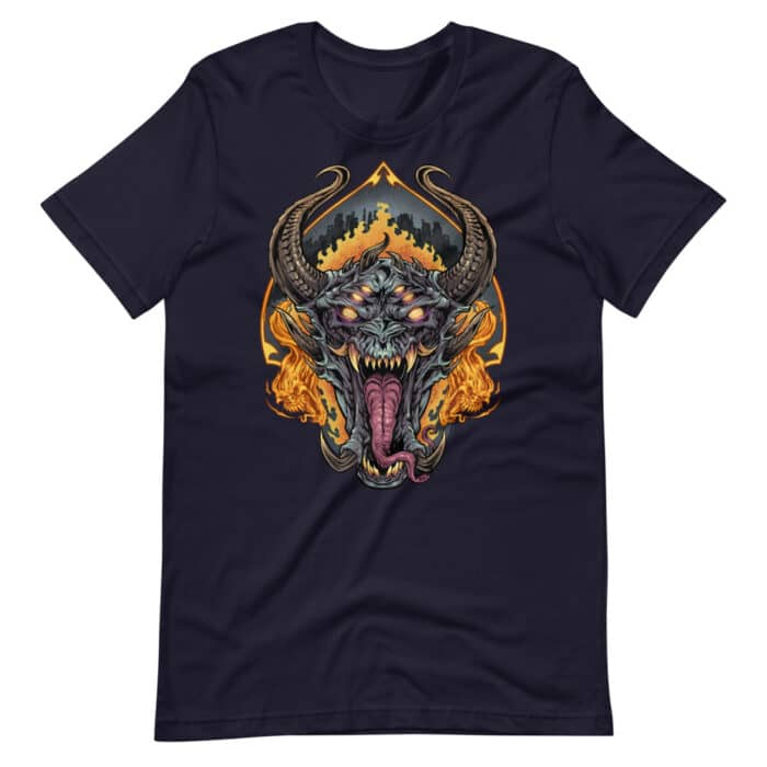 Demon Face and Fire Skull - Short-Sleeve Unisex T-Shirt - Image 6