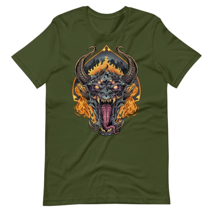 Demon Face and Fire Skull - Short-Sleeve Unisex T-Shirt - Image 5