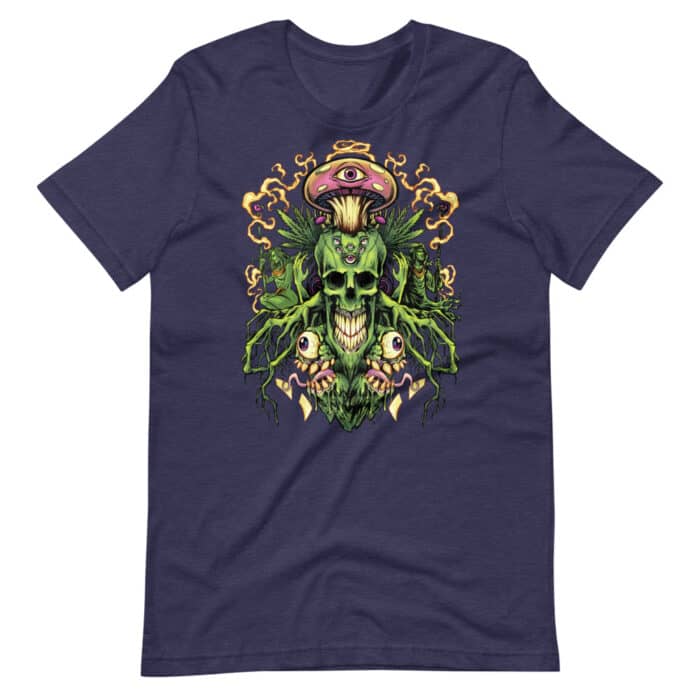 Marijuana Skull with Mushrooms - Short-Sleeve Unisex T-Shirt - Image 4