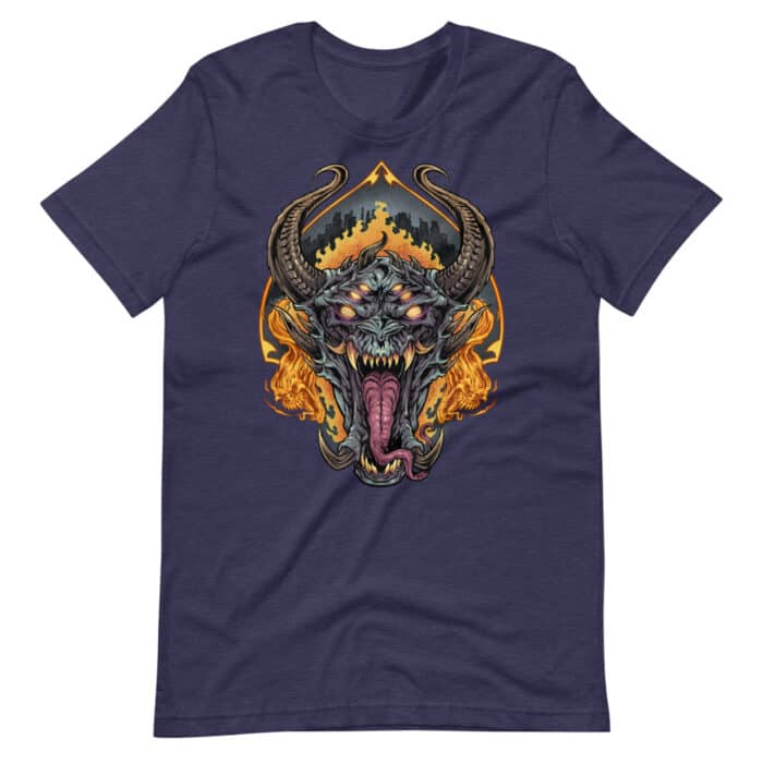 Demon Face and Fire Skull - Short-Sleeve Unisex T-Shirt