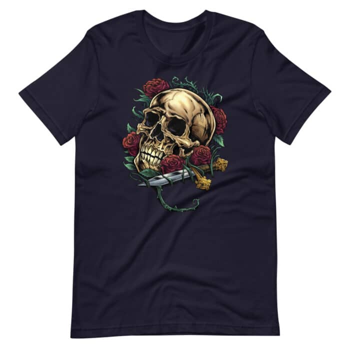 Skull, roses and Dagger - Short-Sleeve Unisex T-Shirt - Image 6