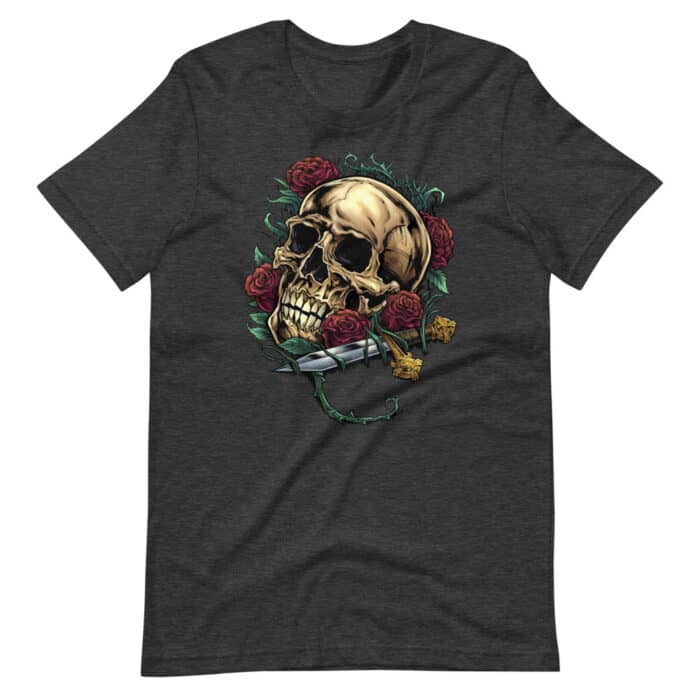 Skull, roses and Dagger - Short-Sleeve Unisex T-Shirt - Image 7