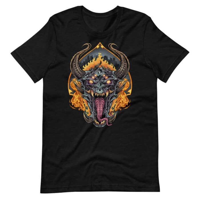 Demon Face and Fire Skull - Short-Sleeve Unisex T-Shirt - Image 4