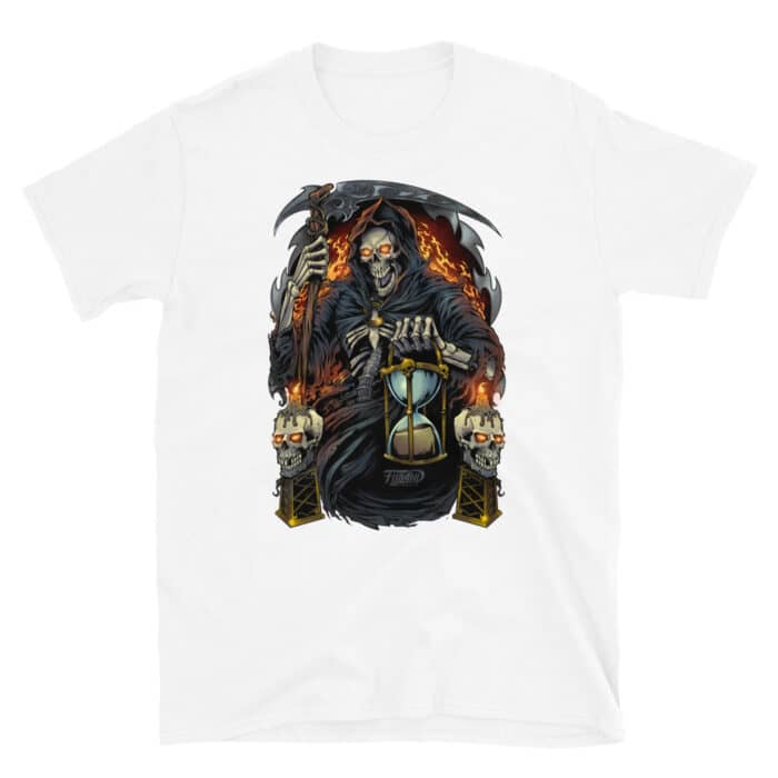 Grim Reaper on Hour Glass Short-Sleeve Unisex T-Shirt - Image 3