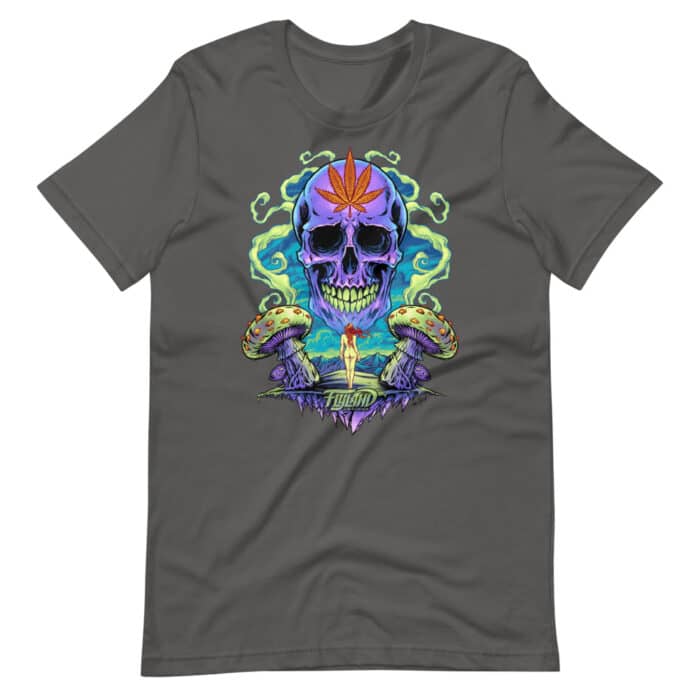 Purple Cannabis Skull with Mushrooms - Short-Sleeve Unisex T-Shirt - Image 4