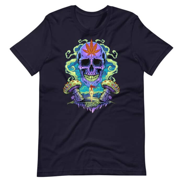 Purple Cannabis Skull with Mushrooms - Short-Sleeve Unisex T-Shirt - Image 5