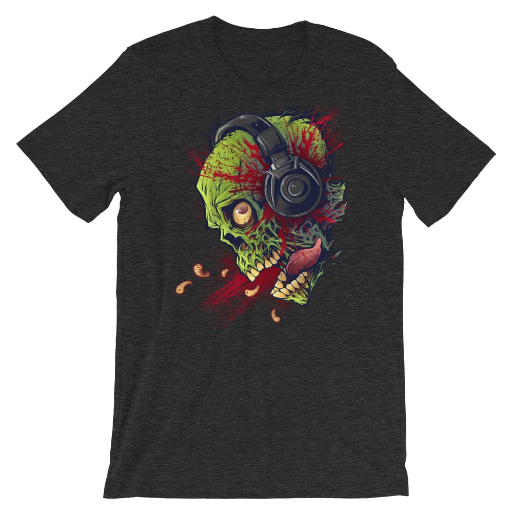 Zombie with Headphones - Short-Sleeve Unisex T-Shirt - Flyland