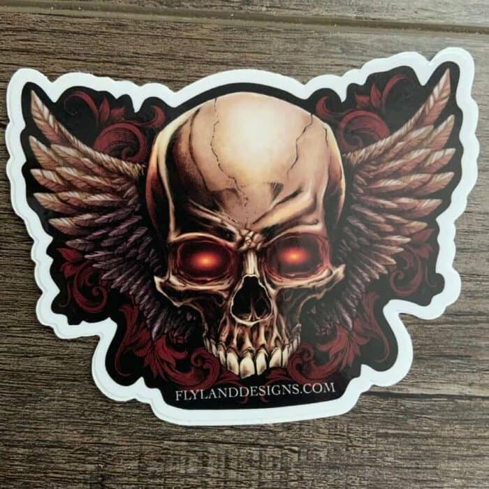 Skull With Wings Vinyl Sticker - Image 2